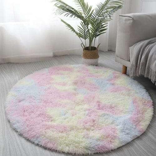 Tapis de Sol | Shaggy Uni Moderne Poil Long - Tapinna® Coloré / Rond / 60x60cm