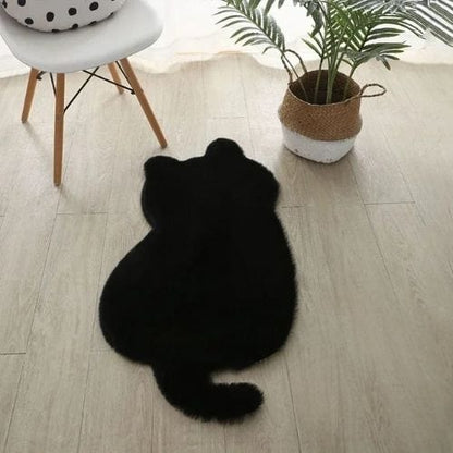 Tapis de Sol | Shaggy Uni Persan Poil Long Forme Chat - Tapinna® Noir / Animal / 47x93cm