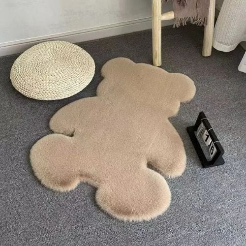 Tapis de Sol | Shaggy Uni Persan Poil Ras Forme Ours - Tapinna® Beige / Animal / 45x60cm
