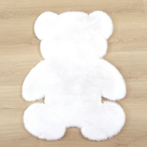 Tapis de Sol | Shaggy Uni Persan Poil Ras Forme Ours - Tapinna® Blanc / Animal / 45x60cm
