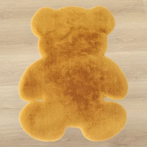 Tapis de Sol | Shaggy Uni Persan Poil Ras Forme Ours - Tapinna® Jaune Doré / Animal / 45x60cm