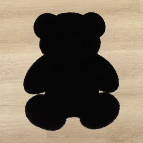 Tapis de Sol | Shaggy Uni Persan Poil Ras Forme Ours - Tapinna® Noir / Animal / 45x60cm