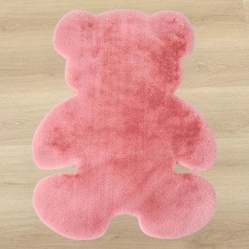 Tapis de Sol | Shaggy Uni Persan Poil Ras Forme Ours - Tapinna® Rose / Animal / 45x60cm