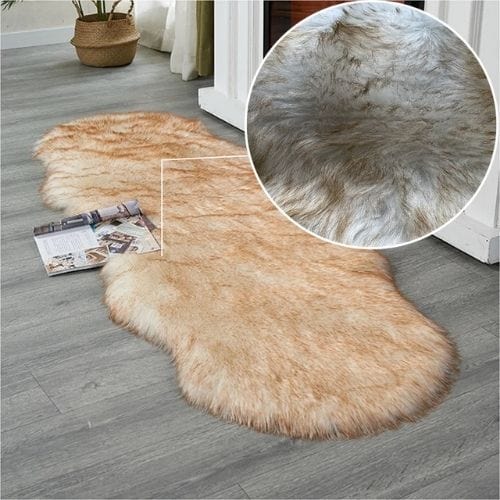 Tapis de Sol | Shaggy Uni Poil Long - Tapinna® Beige / Irrégulier / 50x80cm (1P Forme)