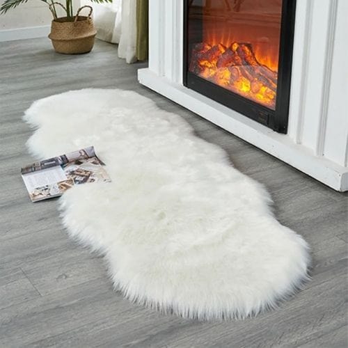 Tapis de Sol | Shaggy Uni Poil Long - Tapinna® Blanc / Irrégulier / 50x80cm (1P Forme)