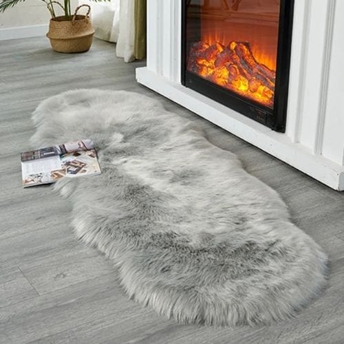 Tapis de Sol | Shaggy Uni Poil Long - Tapinna® Gris / Irrégulier / 50x80cm (1P Forme)