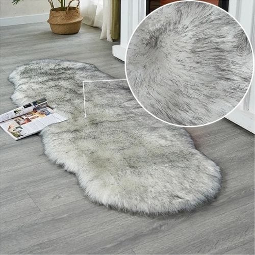 Tapis de Sol | Shaggy Uni Poil Long - Tapinna® Gris / Irrégulier / 50x80cm (1P Forme)