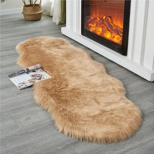 Tapis de Sol | Shaggy Uni Poil Long - Tapinna® Marron / Irrégulier / 50x80cm (1P Forme)