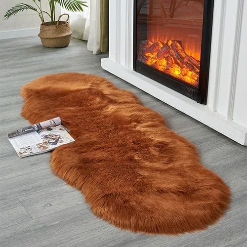 Tapis de Sol | Shaggy Uni Poil Long - Tapinna® Marron / Irrégulier / 50x80cm (1P Forme)