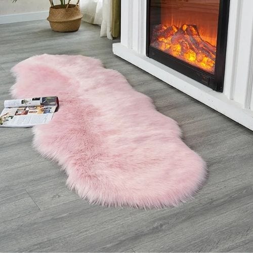 Tapis de Sol | Shaggy Uni Poil Long - Tapinna® Rose / Irrégulier / 50x80cm (1P Forme)