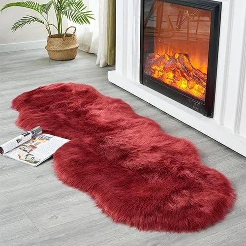Tapis de Sol | Shaggy Uni Poil Long - Tapinna® Rouge / Irrégulier / 50x80cm (1P Forme)