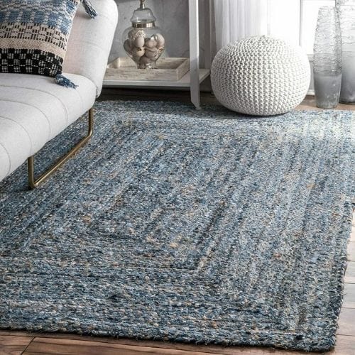 Tapis de Sol | Tressé Main - Tapinna® Bleu / Rectangulaire / 2x3 Pieds