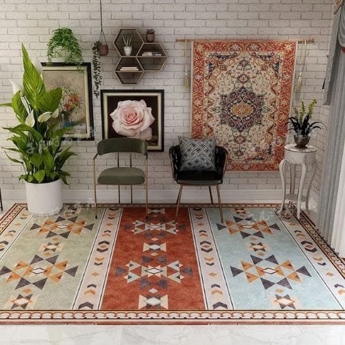 Tapis de Sol | Vintage Bohème Minimaliste Luxe Design - Tapinna® Coloré / Rectangulaire / 80x120cm