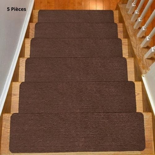 Tapis Escalier | Marche Auto-Adhésif Bande Roulement - Tapinna® Marron / 76x20cm (5 Pièces)