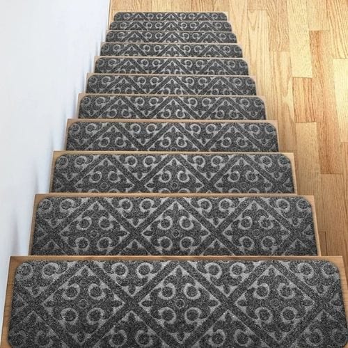 Tapis Escalier | Marche Auto-Adhésif Motif Rayé - Tapinna® Gris / 76x20cm (1 Pièce)