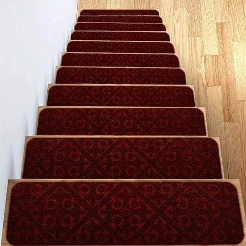Tapis Escalier | Marche Auto-Adhésif Motif Rayé - Tapinna® Rouge / 76x20cm (1 Pièce)