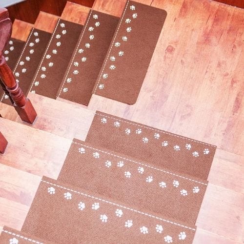 Tapis Escalier | Marche Kilim Auto-Adhésif Lumineux - Tapinna® Marron / 55x22x4.5cm (1 Pièce)