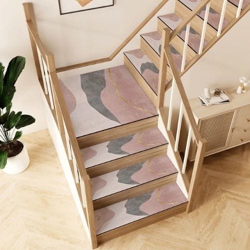 Tapis Escalier | Marche Minimaliste Longue Bande - Tapinna® Doré Coloré / 26x80cm