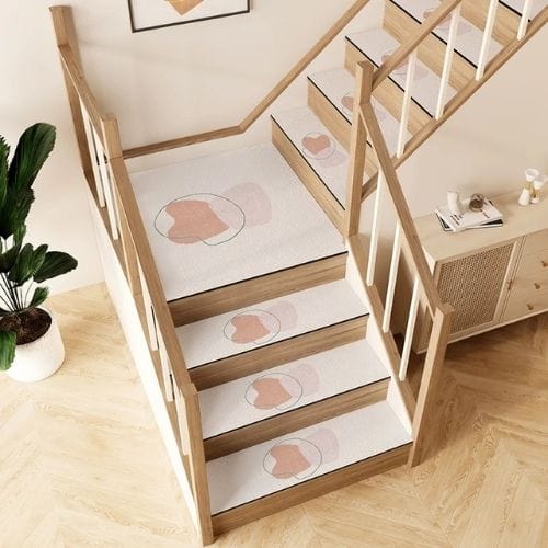 Tapis Escalier | Marche Minimaliste Longue Bande - Tapinna® Rose / 26x80cm