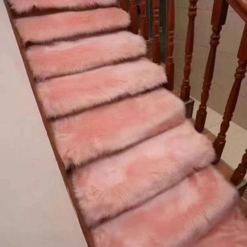 Tapis Escalier | Marche Moderne Auto-Adhésif Poil Long - Tapinna® Rose / 20x40cm (1 Pièce Rectangle)