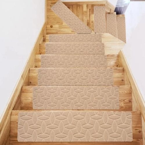 Tapis Escalier | Marche Moderne Persan Uni - Tapinna® Beige / 20x76cm (2 Pièces)