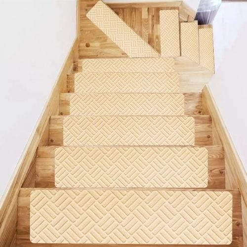Tapis Escalier | Marche Moderne Persan Uni - Tapinna® Beige / 20x76cm (2 Pièces)