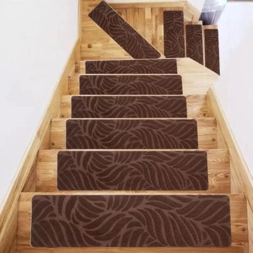 Tapis Escalier | Marche Moderne Persan Uni - Tapinna® Marron / 20x76cm (2 Pièces)