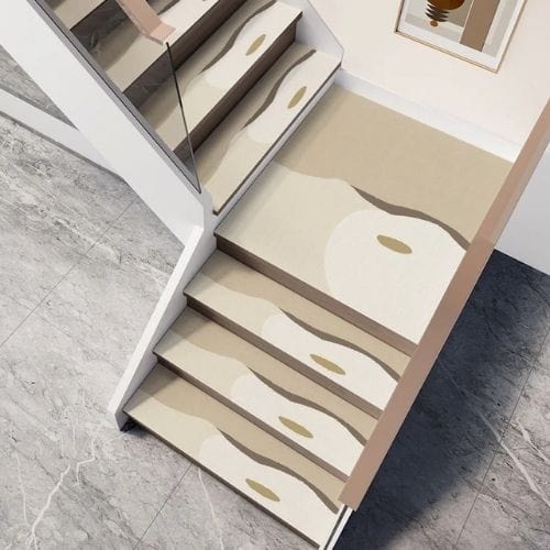 Tapis Escalier | Marche Motif Minimaliste - Tapinna® Beige / 26x80cm