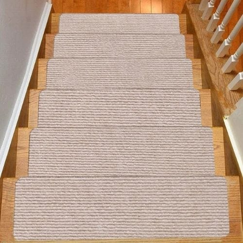 Tapis Escalier | Marche Tressé Luxe Auto-Adhésif - Tapinna® Beige / 20x76cm