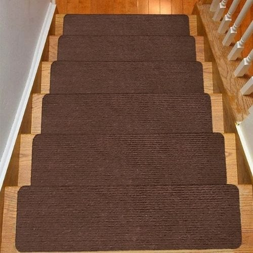 Tapis Escalier | Marche Tressé Luxe Auto-Adhésif - Tapinna® Marron / 20x76cm