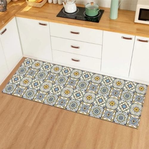 Tapis Salle à Manger | Bohème Persan - Tapinna® Bleu / Rectangulaire / 40x60cm (16x24 Pouces)