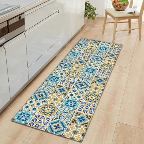 Tapis Salle à Manger | Bohème Persan - Tapinna® Bleu / Rectangulaire / 40x60cm (16x24 Pouces)