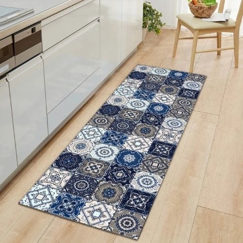 Tapis Salle à Manger | Bohème Persan - Tapinna® Bleu / Rectangulaire / 40x60cm (16x24 Pouces)