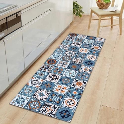 Tapis Salle à Manger | Bohème Persan - Tapinna® Bleu / Rectangulaire / 40x60cm (16x24 Pouces)