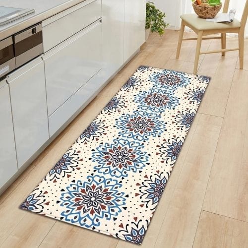 Tapis Salle à Manger | Bohème Persan - Tapinna® Bleu / Rectangulaire / 40x60cm (16x24 Pouces)