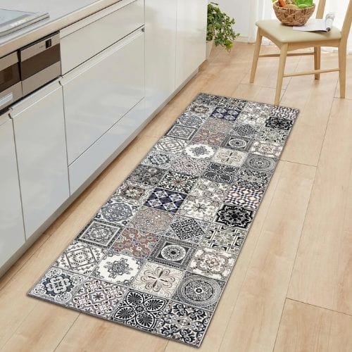 Tapis Salle à Manger | Bohème Persan - Tapinna® Gris / Rectangulaire / 40x60cm (16x24 Pouces)
