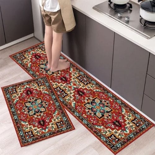 Tapis Salle à Manger | Persan Forte Élasticité Motif - Tapinna® Rouge / Rectangulaire / 40x60cm