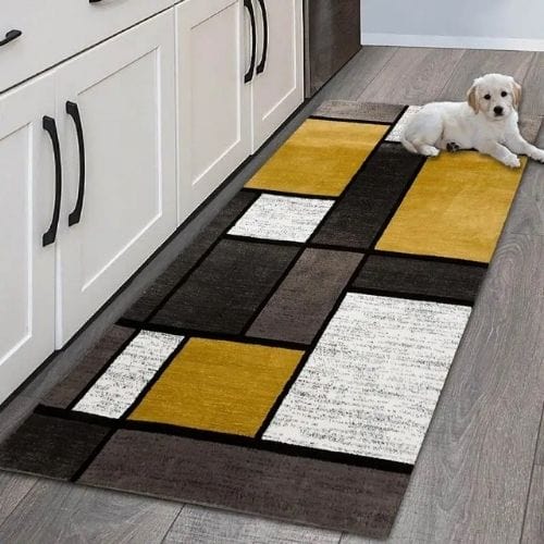 Tapis Salle à Manger | Poil Ras - Tapinna® Jaune / Rectangulaire / 40x60cm