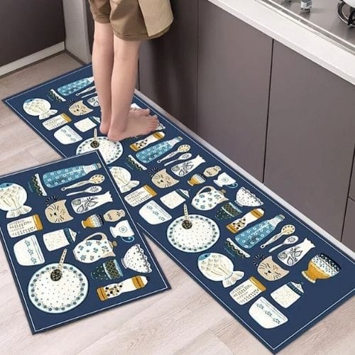 Tapis Salle à Manger | Scandinave Luxe Uni - Tapinna® Bleu / Rectangulaire / 40x60cm (1 Pièce)