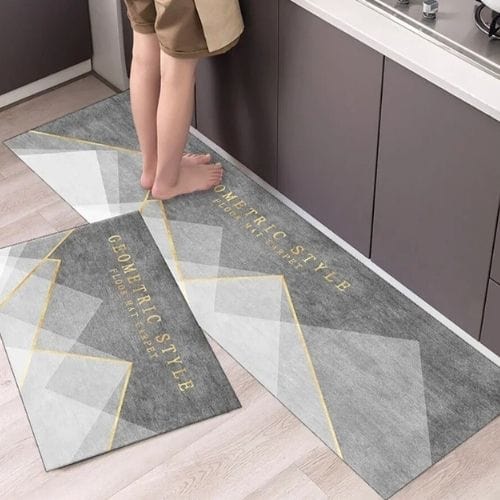 Tapis Salle à Manger | Scandinave Luxe Uni - Tapinna® Doré Gris / Rectangulaire / 40x60cm (1 Pièce)