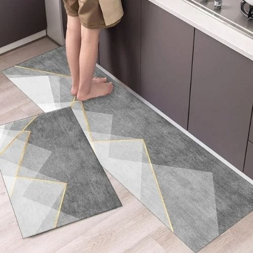 Tapis Salle à Manger | Scandinave Luxe Uni - Tapinna® Doré Gris / Rectangulaire / 40x60cm (1 Pièce)