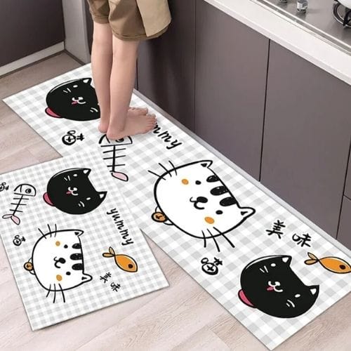Tapis Salle à Manger | Scandinave Luxe Uni - Tapinna® Noir et Blanc / Rectangulaire / 40x60cm (1 Pièce)