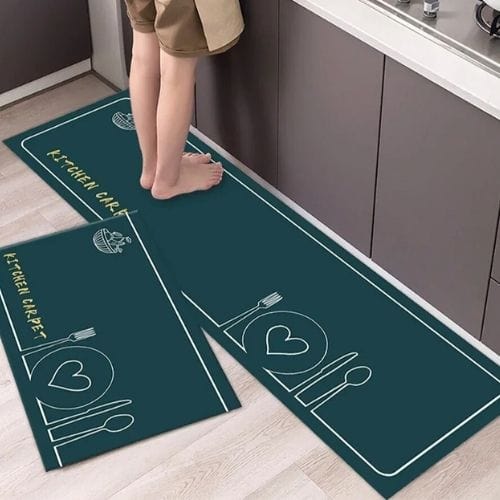 Tapis Salle à Manger | Scandinave Luxe Uni - Tapinna® Vert / Rectangulaire / 40x60cm (1 Pièce)
