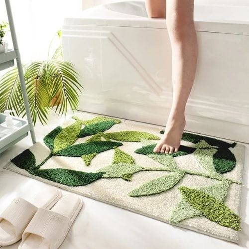 Tapis Salle de Bain | Bohème - Tapinna® Vert / Rectangulaire / 45x65cm