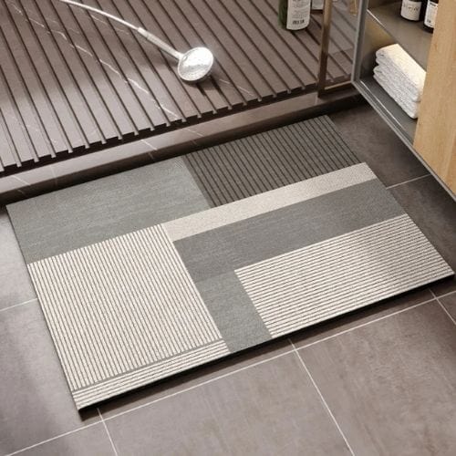Tapis Salle de Bain | Moderne Motif Rayé - Tapinna® Gris / Rectangulaire / 45x75cm