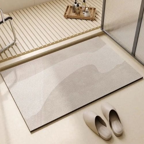 Tapis Salle de Bain | Moderne Motif Rayé - Tapinna® Gris / Rectangulaire / 45x75cm