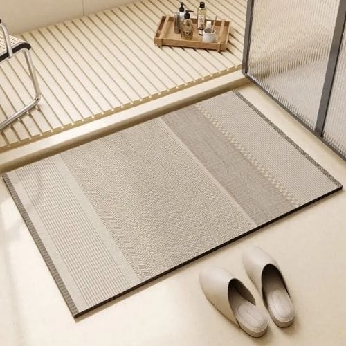 Tapis Salle de Bain | Moderne Motif Rayé - Tapinna® Gris / Rectangulaire / 45x75cm