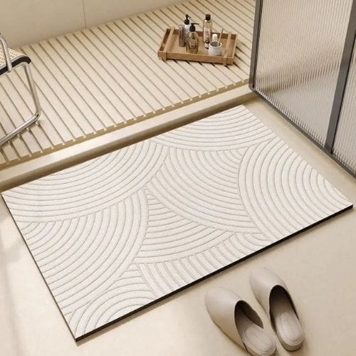 Tapis Salle de Bain | Moderne Motif Rayé - Tapinna® Gris / Rectangulaire / 45x75cm