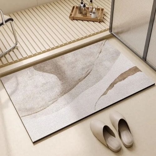 Tapis Salle de Bain | Moderne Motif Rayé - Tapinna® Gris / Rectangulaire / 45x75cm