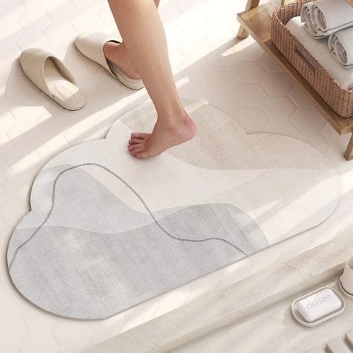 Tapis Salle de Bain | Moderne Rayure - Tapinna® Beige / Irrégulier / 45x75cm